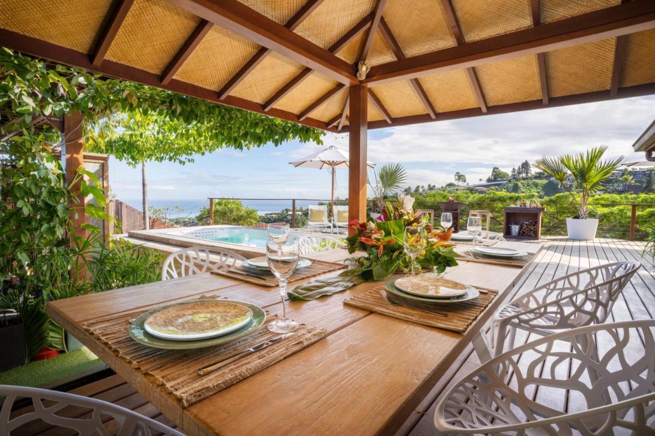 Villa Manuiti, Balinese Luxury Home - Private Swim Spa, Ocean View - Ofyr Bbq - Koi Pond Punaauia  Eksteriør billede