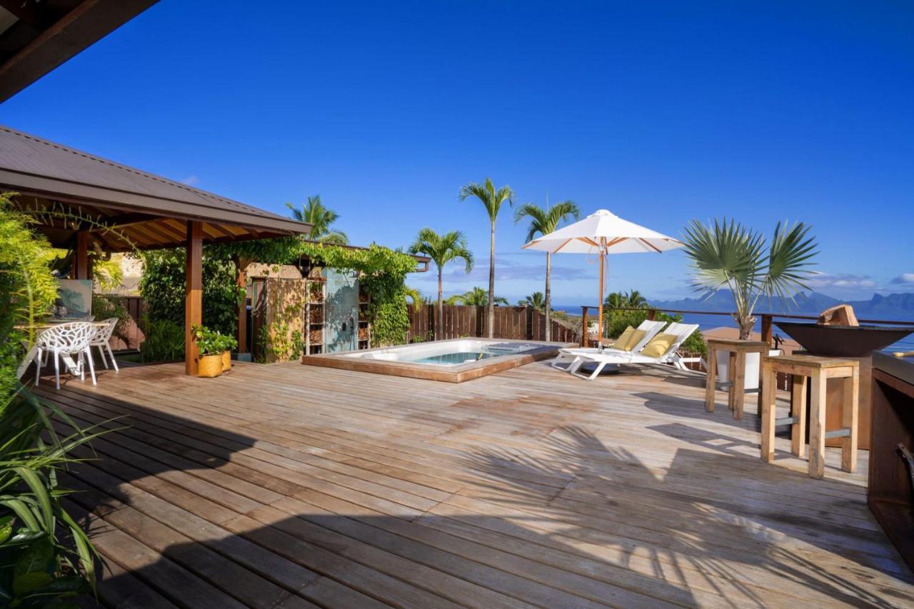 Villa Manuiti, Balinese Luxury Home - Private Swim Spa, Ocean View - Ofyr Bbq - Koi Pond Punaauia  Eksteriør billede